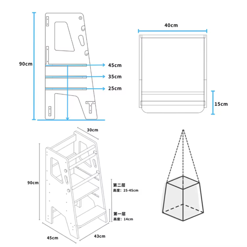 Kid Wooden Learning Tower Color Panel Design - WONFULITY