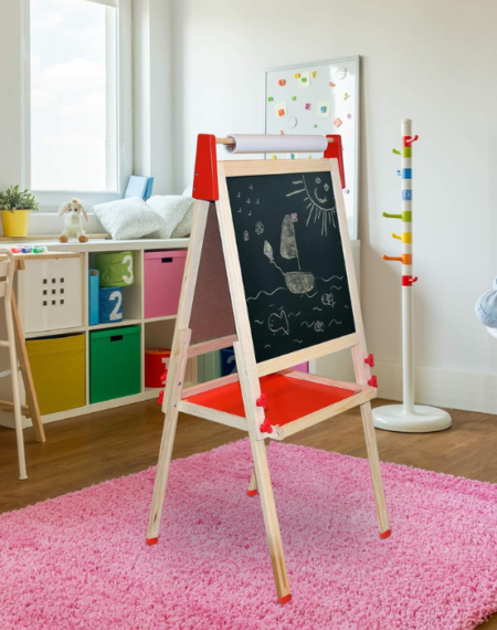 Durable Kids Art Easel with Adjustable Height and Art Supply Tray