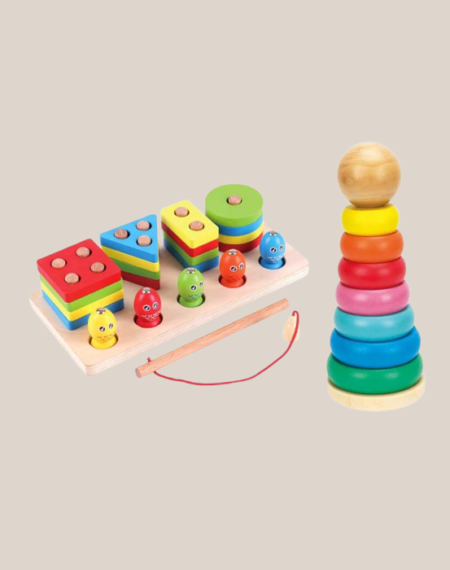 Montessori Education Wooden Rainbow Tower Classic wooden stacking toy