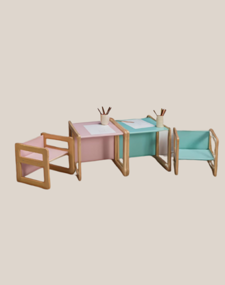 kids wooden table and chair