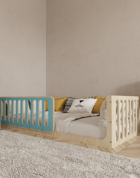 Minimalist Montessori-style Blue Toddler Bed