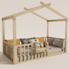 Low-profile Montessori House Bed with Bookshelf