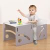 Montessori Weaning Tisch und Stuhl Set für Kleinkinder von 1-3 Jahren, höhenverstellbarer Tisch und Stuhl für Kleinkinder, Würfel Kindertisch Stuhl zum Lesen/Essen/Spielen, einfach zu montieren