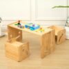 Montessori Weaning Tisch und Stuhl Set für Kleinkinder von 1-3 Jahren, höhenverstellbarer Tisch und Stuhl für Kleinkinder, Würfel Kindertisch Stuhl zum Lesen/Essen/Spielen, einfach zu montieren