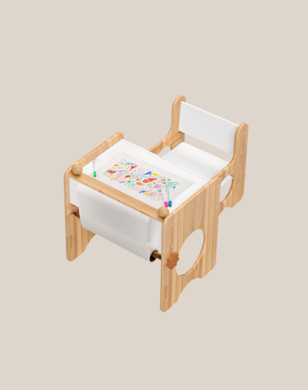 Montessori Weaning Table and Chair Set for Toddlers Age 1-3, Height Adjustable Toddler Table and Chair Set, Cube Kids Table Chair for Reading/Eating/Playing, Easy to Assemble