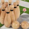 conjunto de bowling em madeira