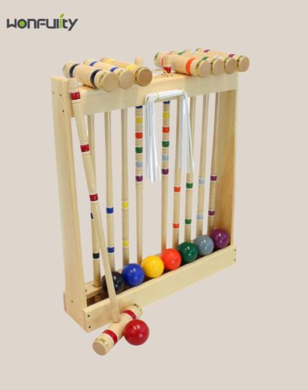 Customizable Wooden Games Backyard Game Croquet Set with Wooden Mallets